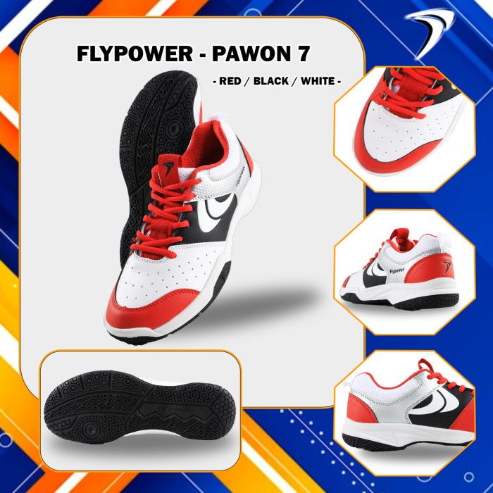 PROCHAMP SEPATU BADMINTON SHOES FLYPOWER PAWON 7 ORIGINAL-RED BLACK WHITE