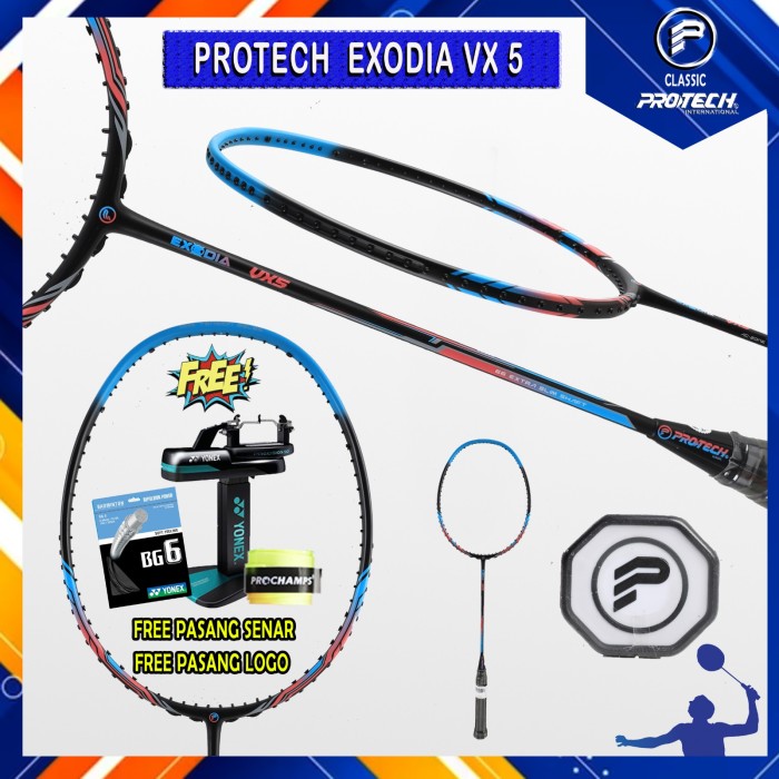 PROCHAMP NEW RAKET BADMINTON PROTECH EXODIA VX5/VX 5 PROTECH CLASSIC BY PROTECH INTERNATIONAL-PAKET 