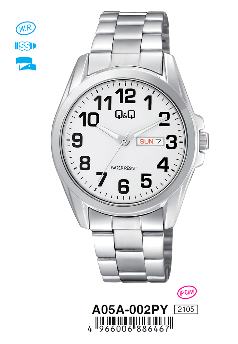 Q&Q QnQ QQ Original Jam Tangan Pria Analog Rantai - A05A-002PY - Tahan Air
