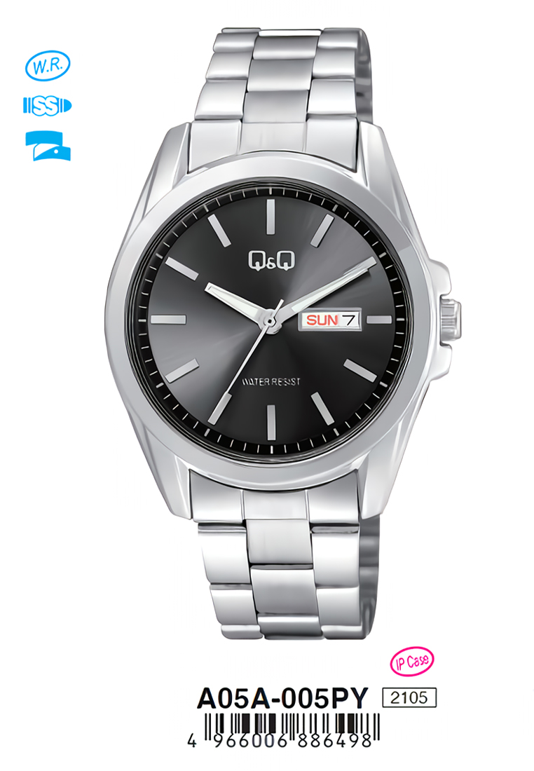 Q&Q QnQ QQ Original Jam Tangan Pria Analog Rantai - A05A-005PY - Tahan Air