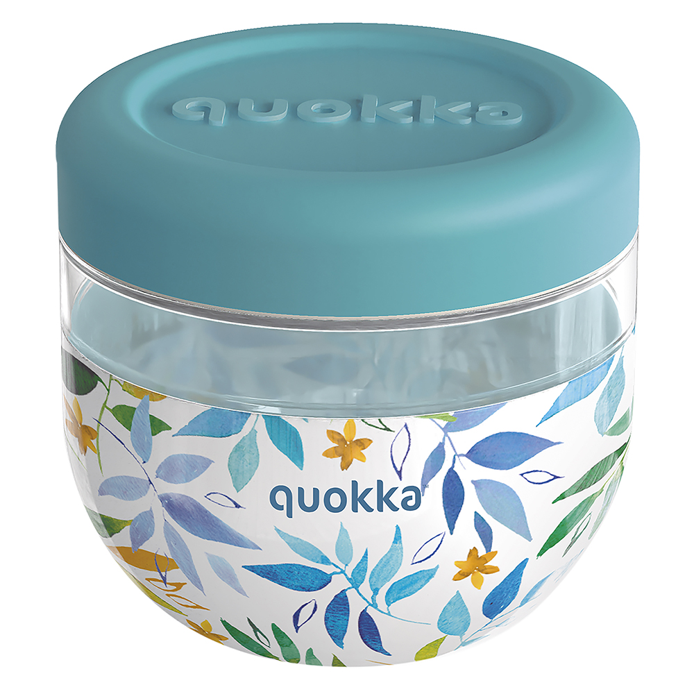 Quokka Ms Food Jar With Silicone Cover Bubble Watercolor Leaves 770ml - Mangkuk Snack Anak