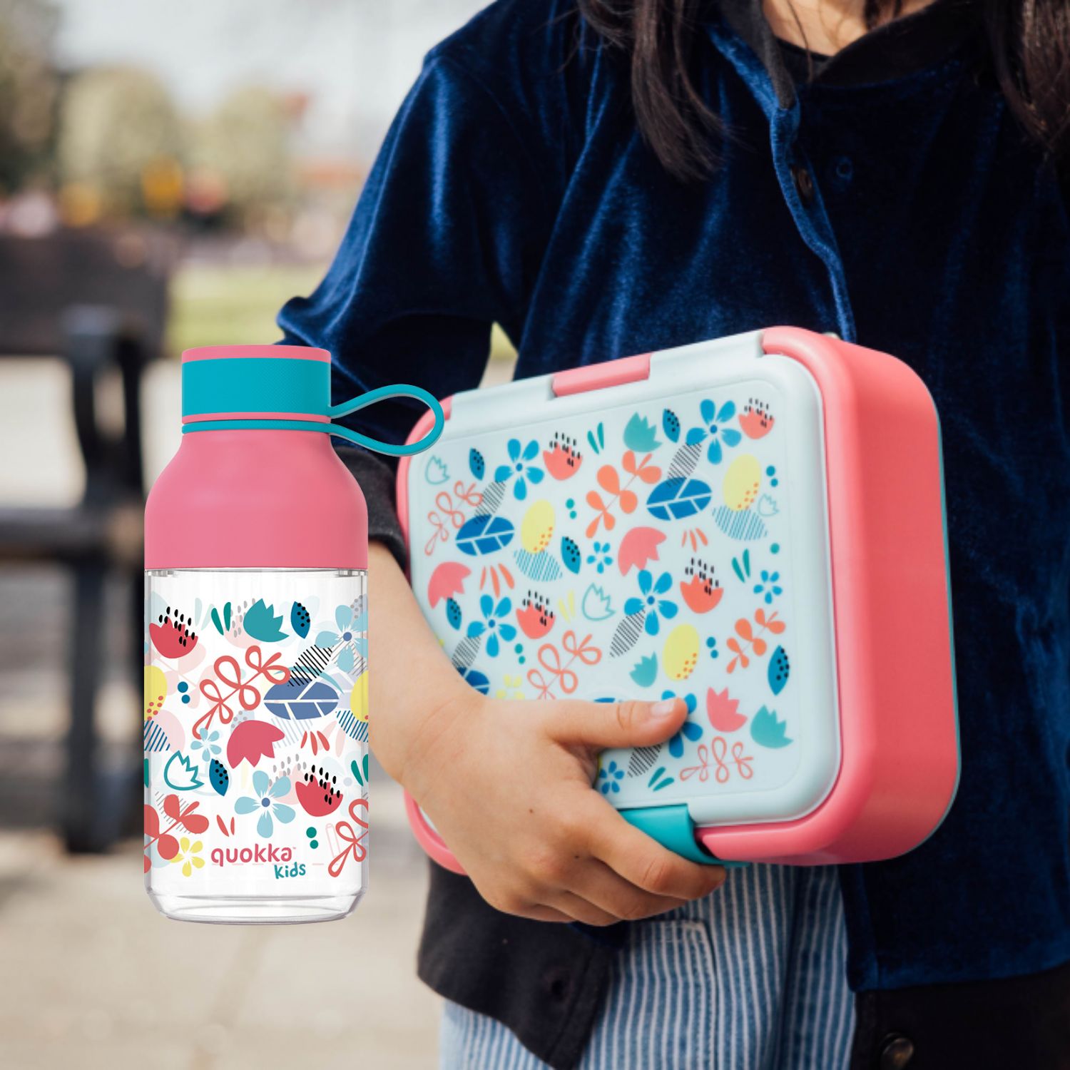 QUOKKA Bundling Set Quokka Sandwich Box & Quokka Ecozen Bottle Ice With Strap Flowers 430ml - Tempat