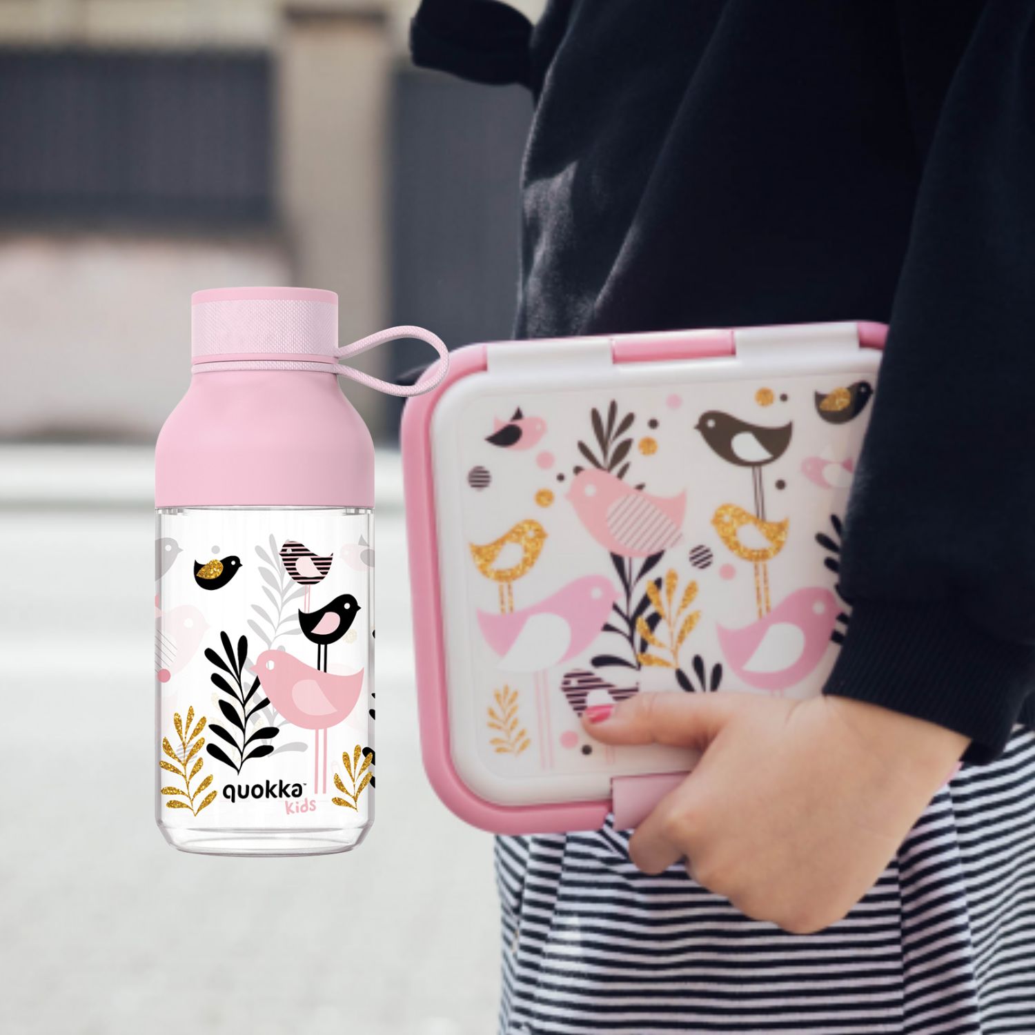 QUOKKA Bundling Set Quokka Sandwich Box & Quokka Ecozen Bottle Ice With Strap Birds 430ml - Tempat M