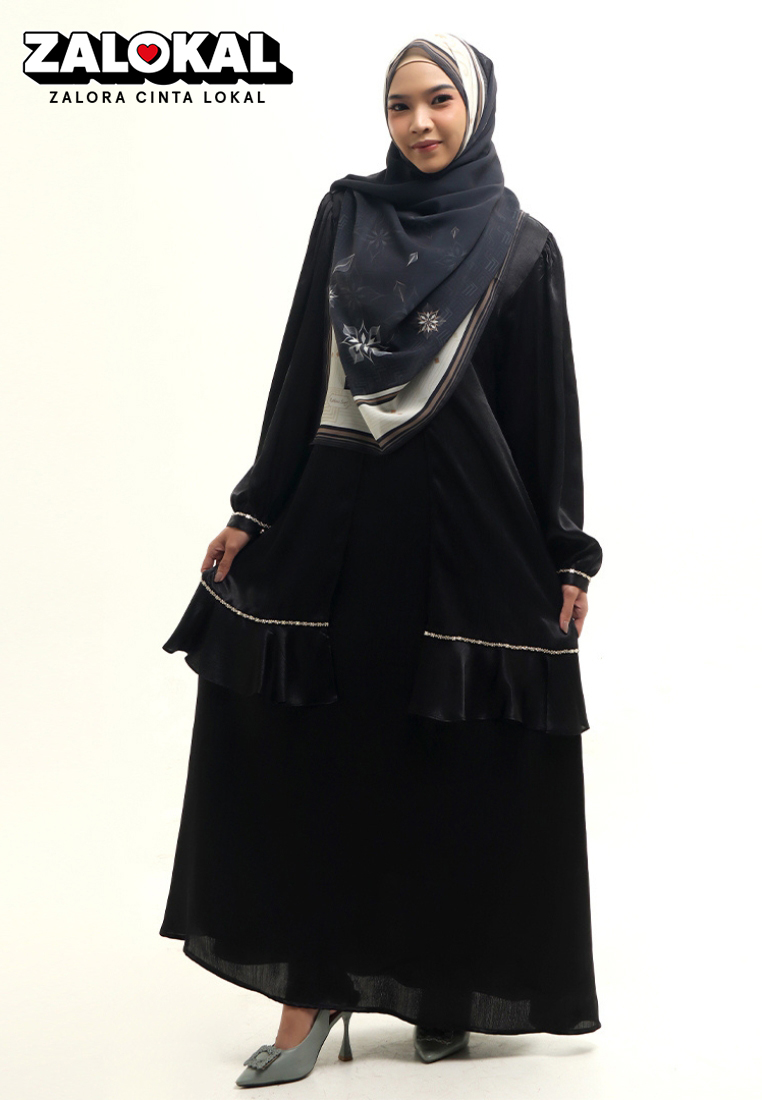 Rabbani - Gamis Dress Muslim Qanzaya Exclusive Hitam