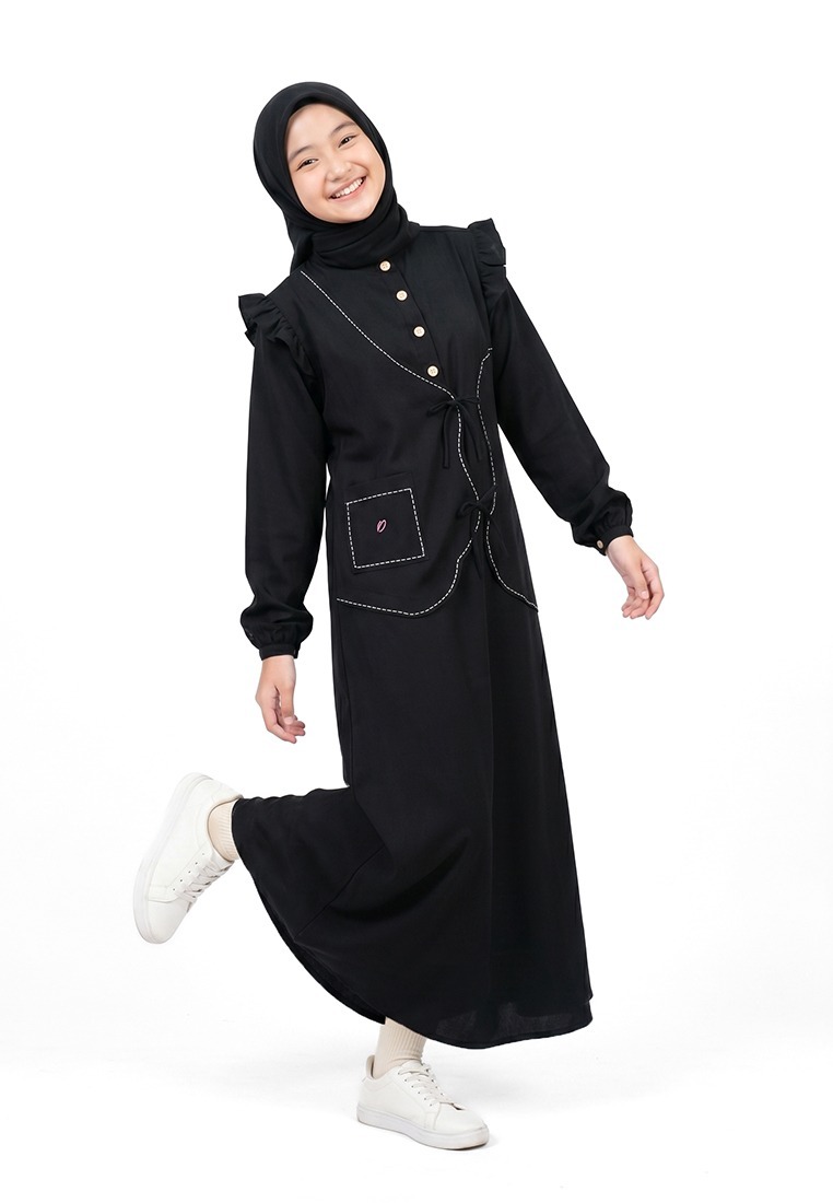 Rabbani- Gamis Dress Muslim Wanita Dewasa Lengan Panjang Rabbani Dresslim Dara Nadra - Black