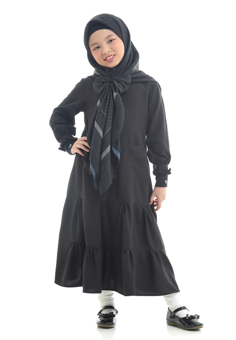 Rabbani - Gamis Dress Muslim Anak Byakta Exclusive Hitam