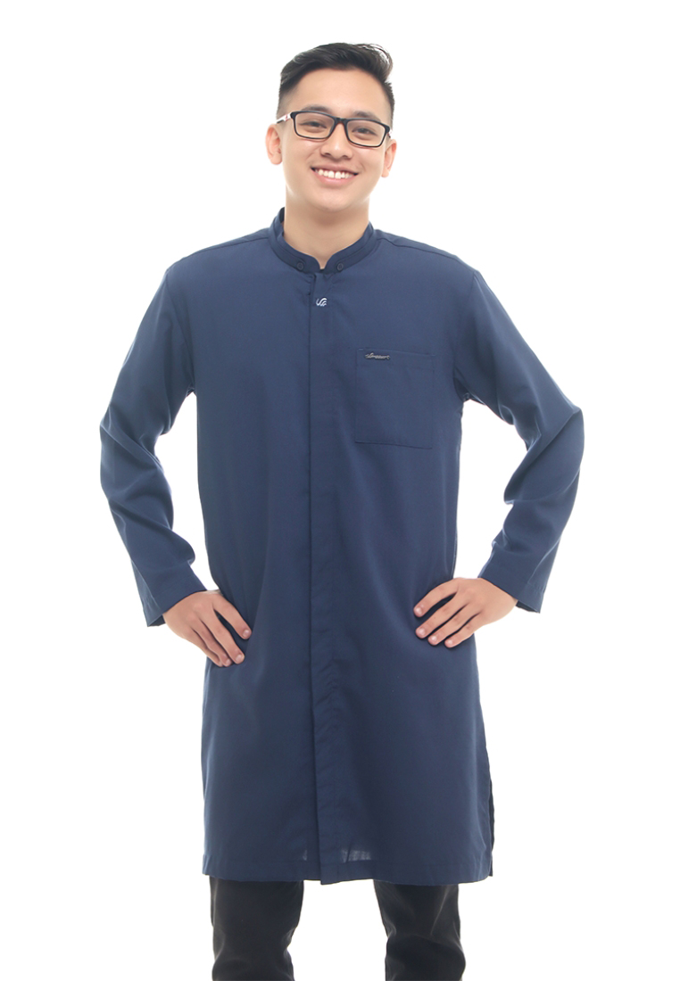 Rabbani - Jubah Koko Lengan Panjang Shaker Exclusive Navy