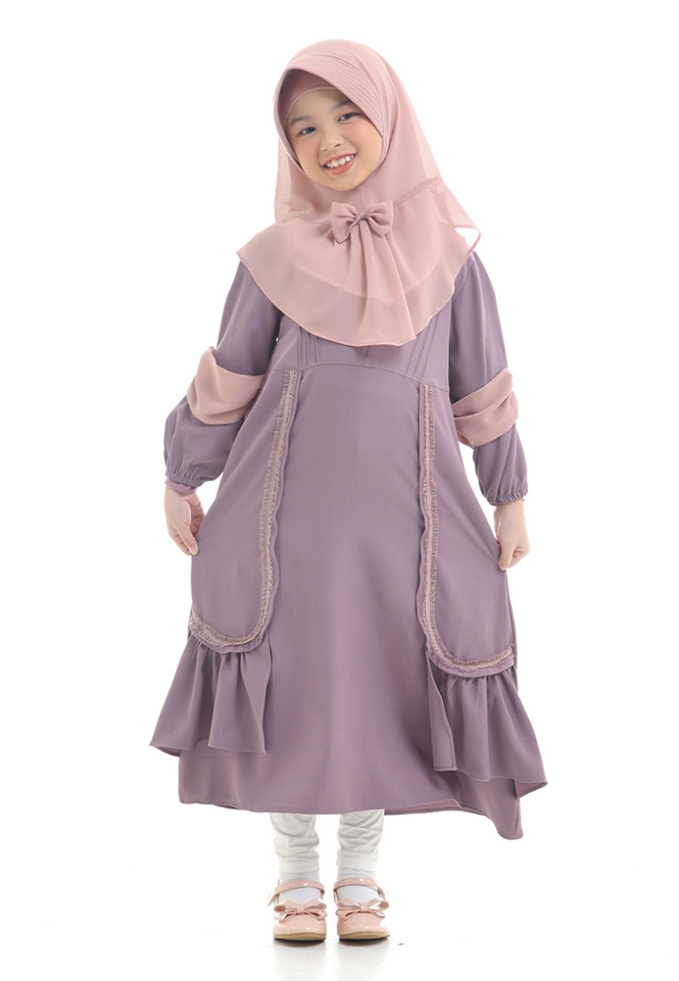 Rabbani - Setelan Gamis Dress Muslim Anak Bani Batuta Princess Eria Exclusive - Purple Pink
