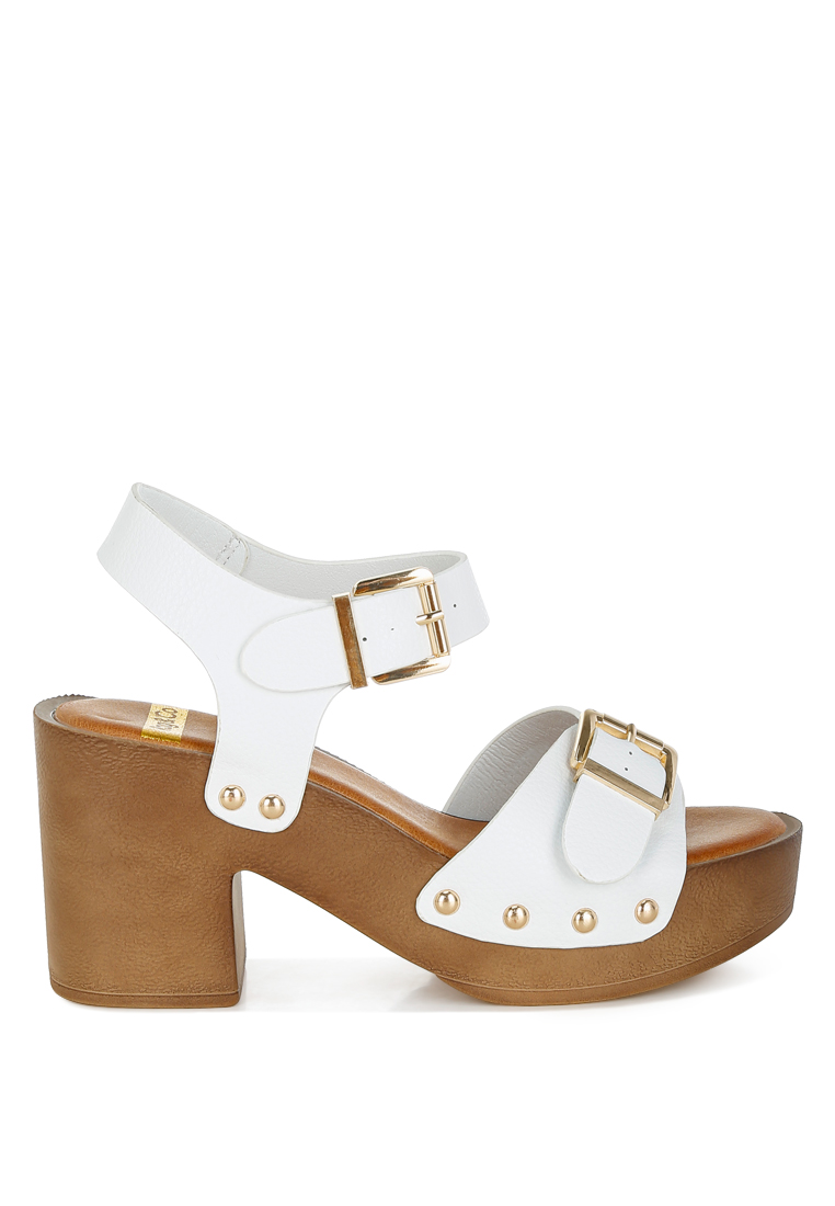Rag & CO. Sandal Bakiak Kulit Asli Warna Putih