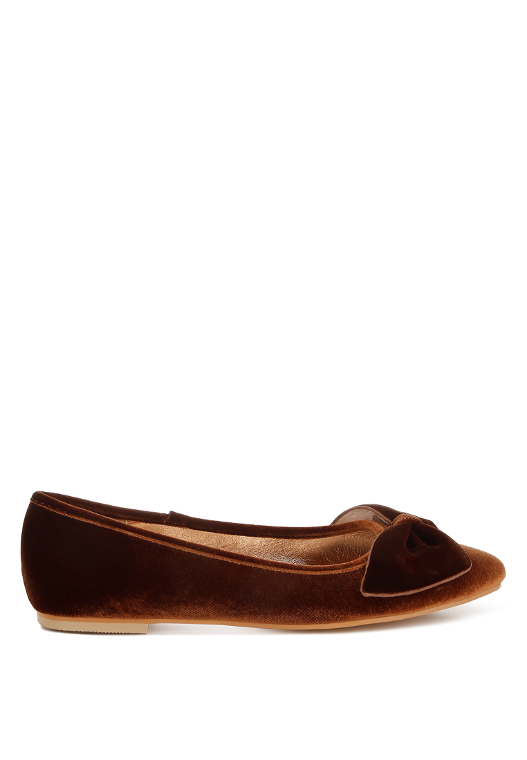 Rag & CO. Sepatu Balerina Pita Beludru Mewah Perunggu