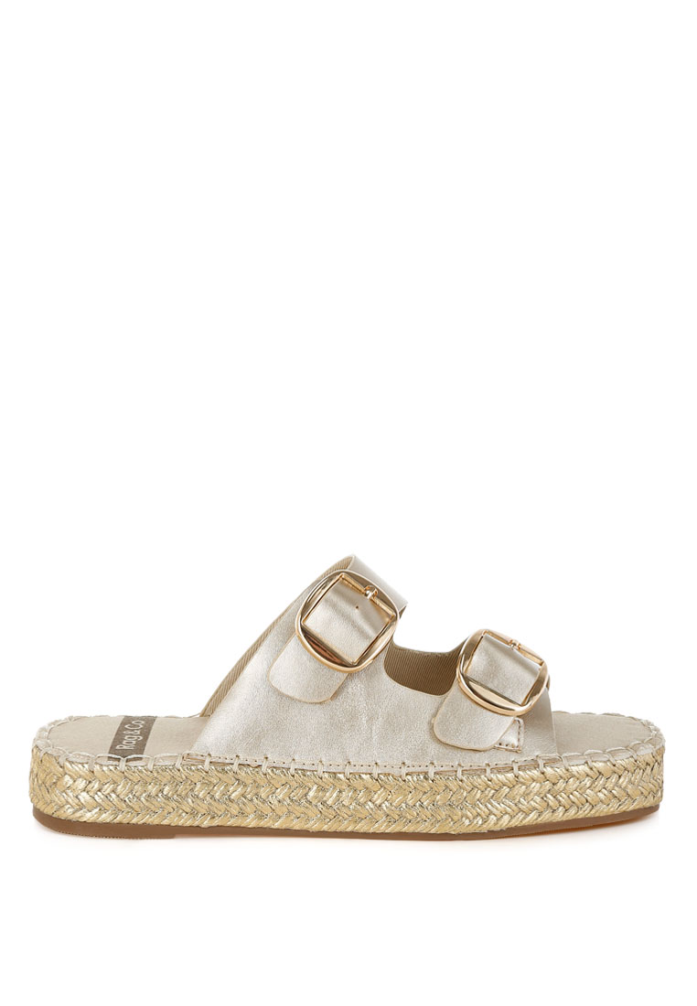 Rag & CO. Sepatu Espadrille Metalik Berbahan Emas