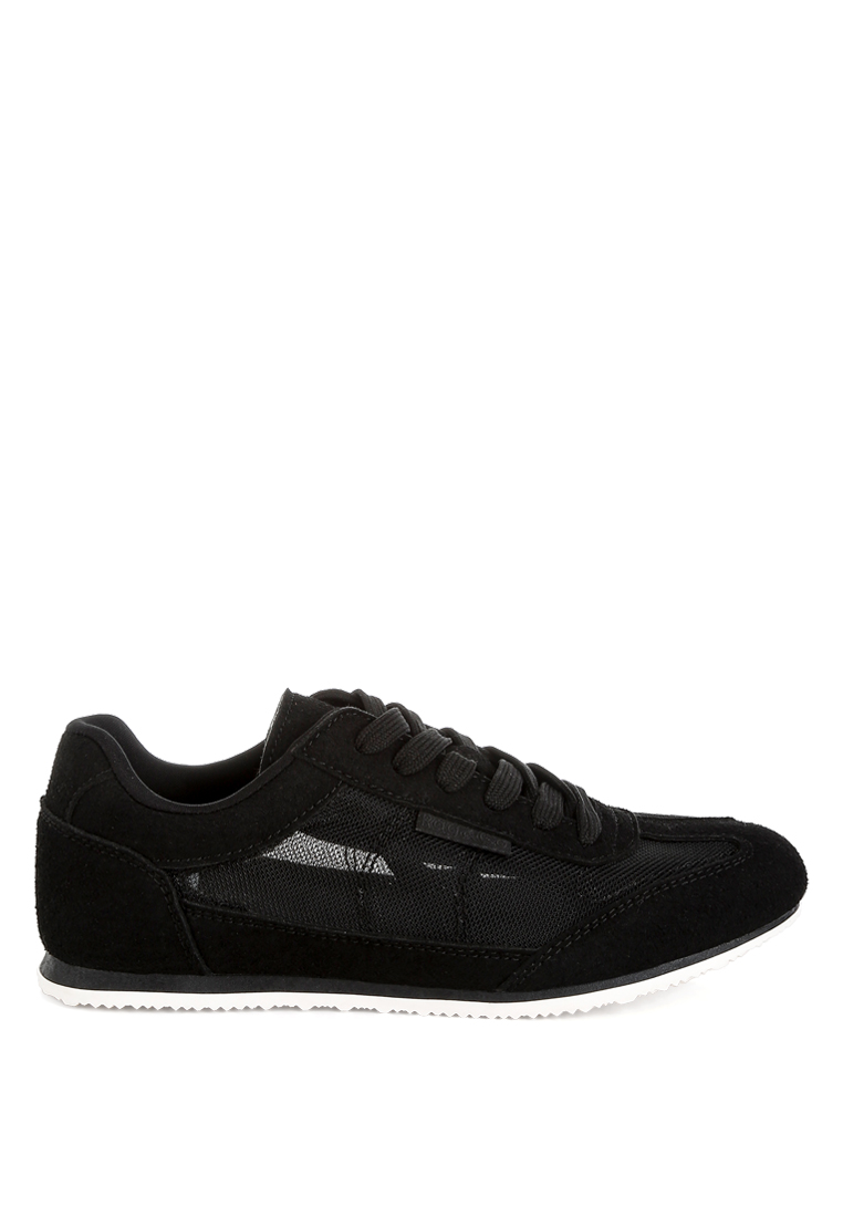 Rag & CO. Sepatu kets mikrofiber dan jaring hitam