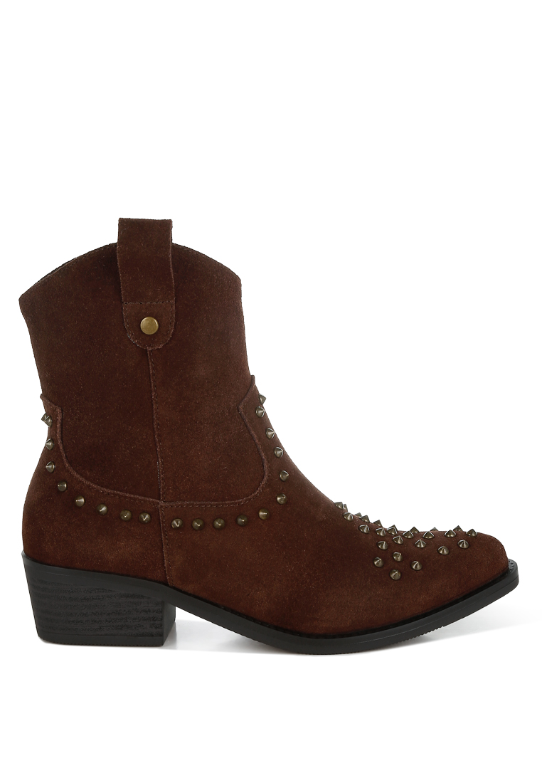 Rag & CO. Sepatu bot koboi berhias kancing warna coklat