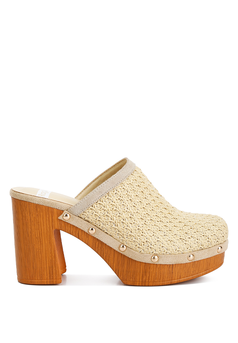 Rag & CO. Bakiak Platform Rafia Alami