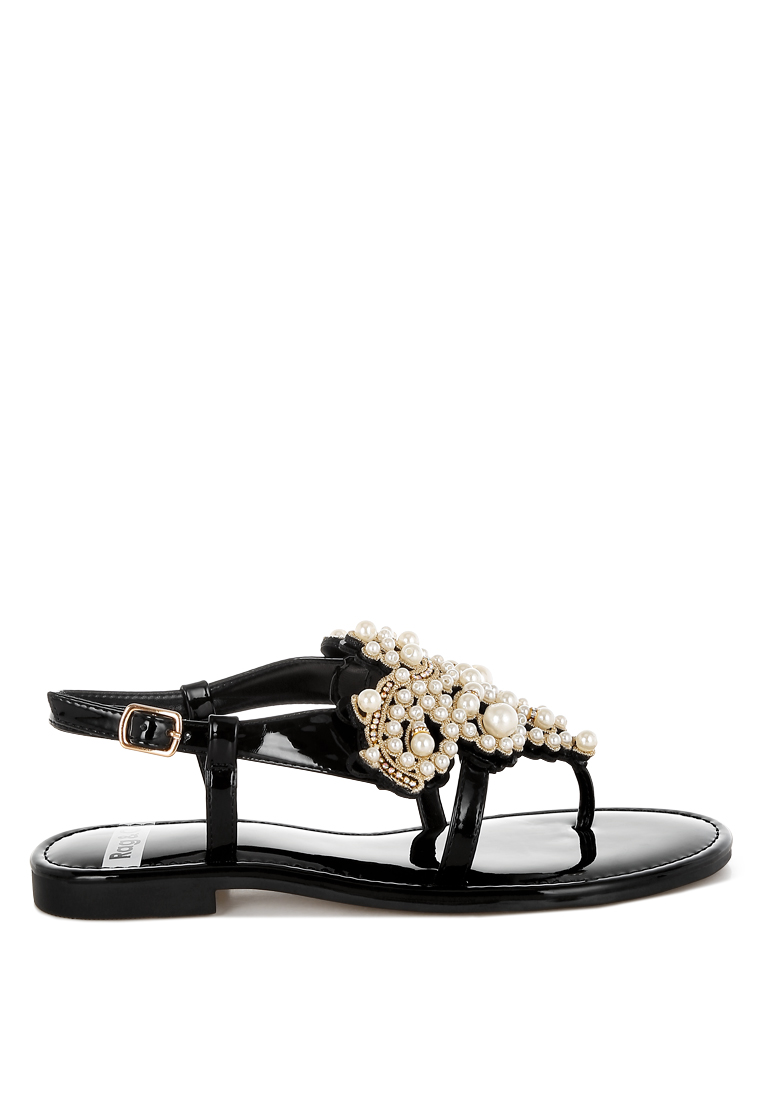 Rag & CO. Sepatu Flat Berhias Mutiara Hitam