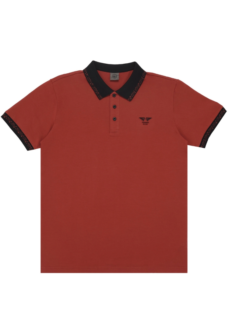 RBJ Polo Shirt Cotton Spandex Emboss Amber Red Pria 255002