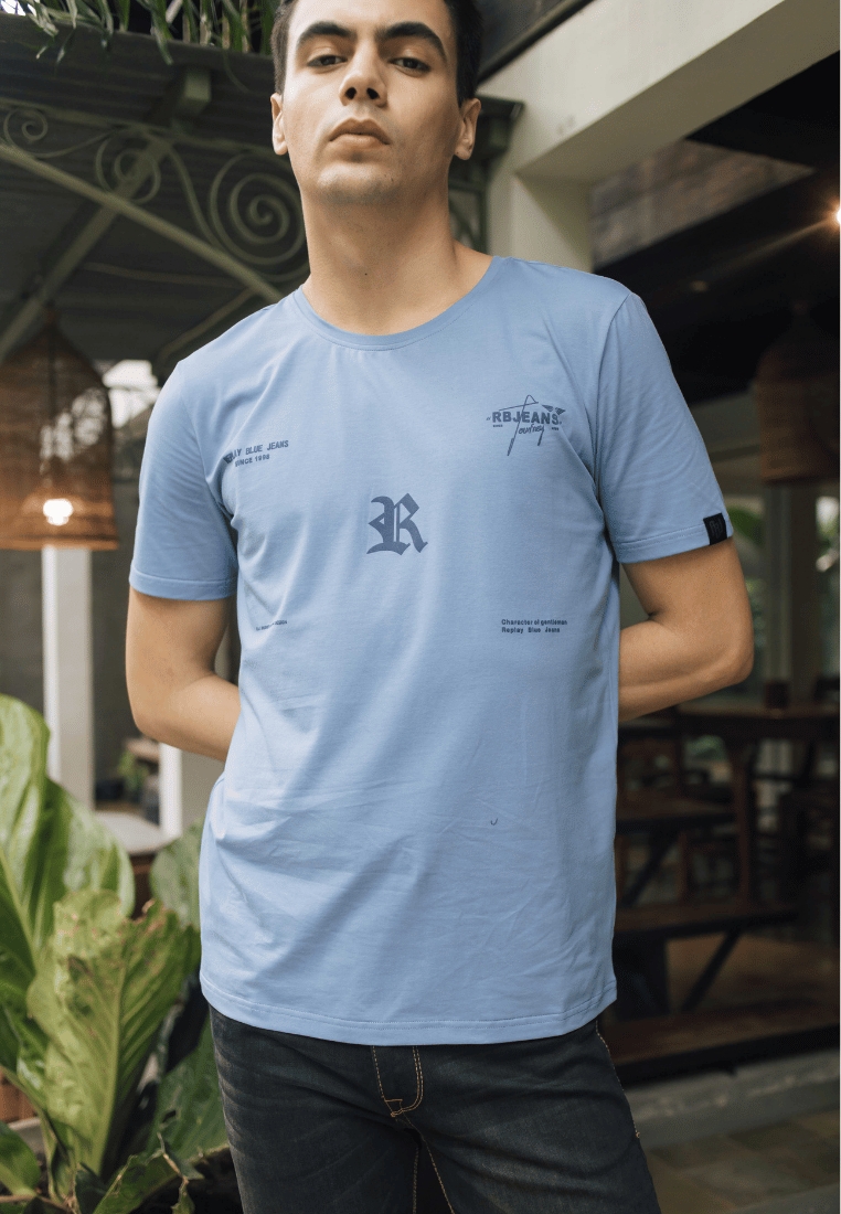 RBJ T-Shirt Cotton Spandex Aegan Blue Pria 2562370111
