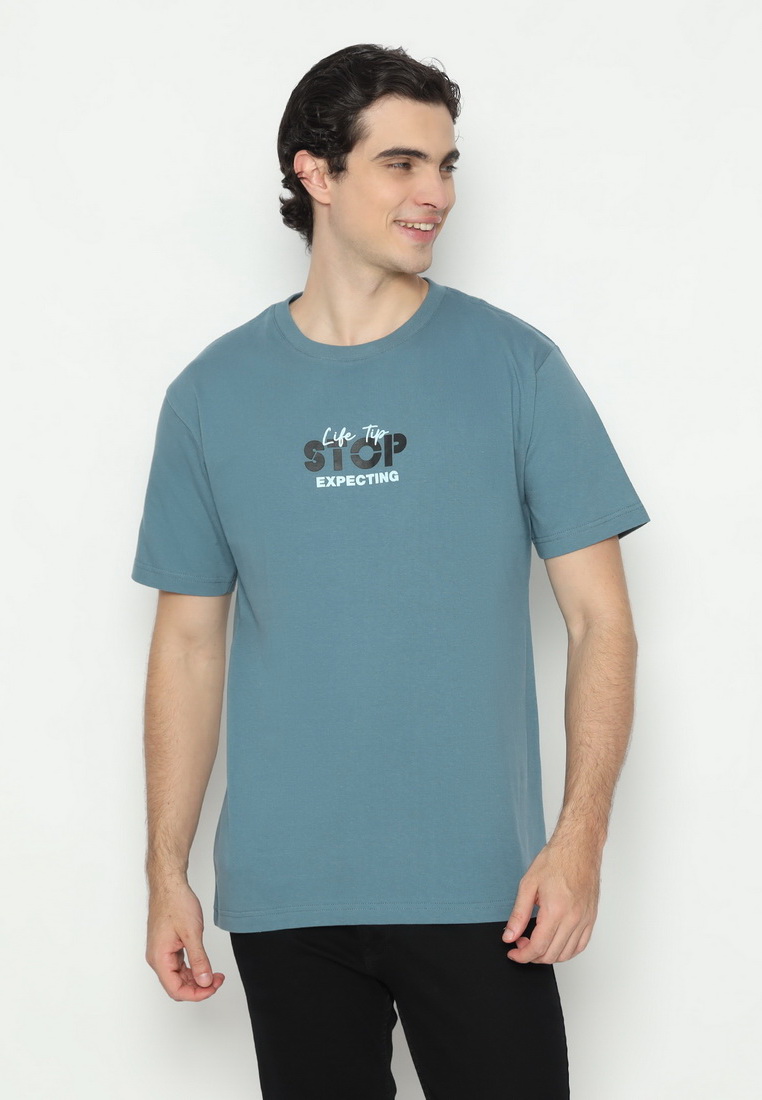 RBJ T-Shirt Cotton Dusty Blue Pria 43055
