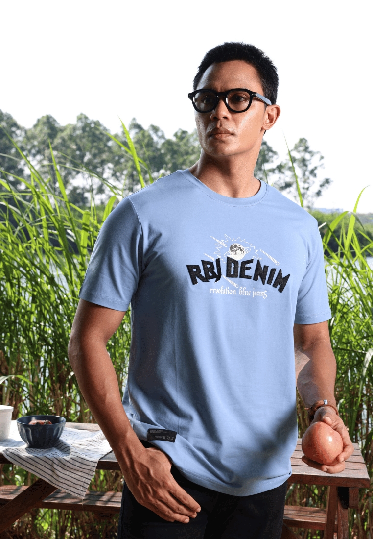 RBJ T-Shirt Cotton Spandex Aegan Blue Pria 247009