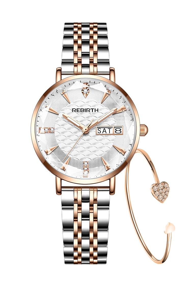 Rebirth Watch Jam Tangan Wanita Original Anti Air Tali Stainless Steel Jam Kuarsa Santai Mewah Jam T