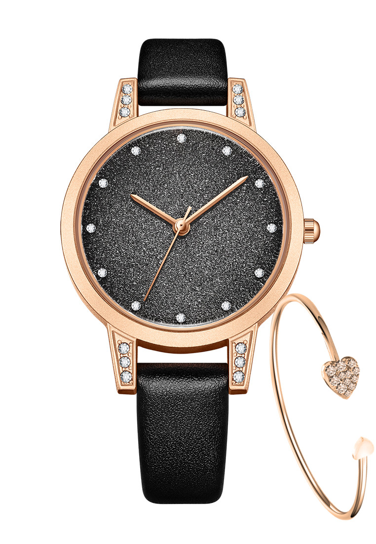 Rebirth Watch jam tangan wanita Kuarsa Gelang Kulit Sederhana Jam Tali kulit dengan gelang