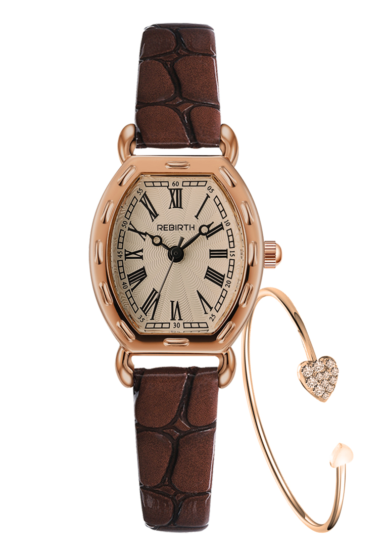 Rebirth Watch Jam Tangan Wanita Original Mode Tali Kulit Display Kuarsa Jam Tangan Cewek