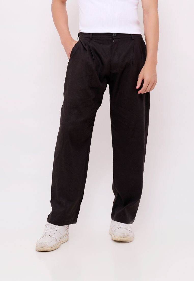 Remedy Midnight Celana Panjang Linen Pria Hitam | Linen Loose Pants Men Black
