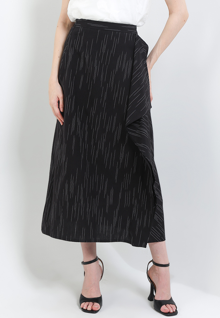 Rianty Batik Rok Basic Bawahan Wanita Katun Lurik Garutan Eksklusive Janatri Skirt Jayatri Black