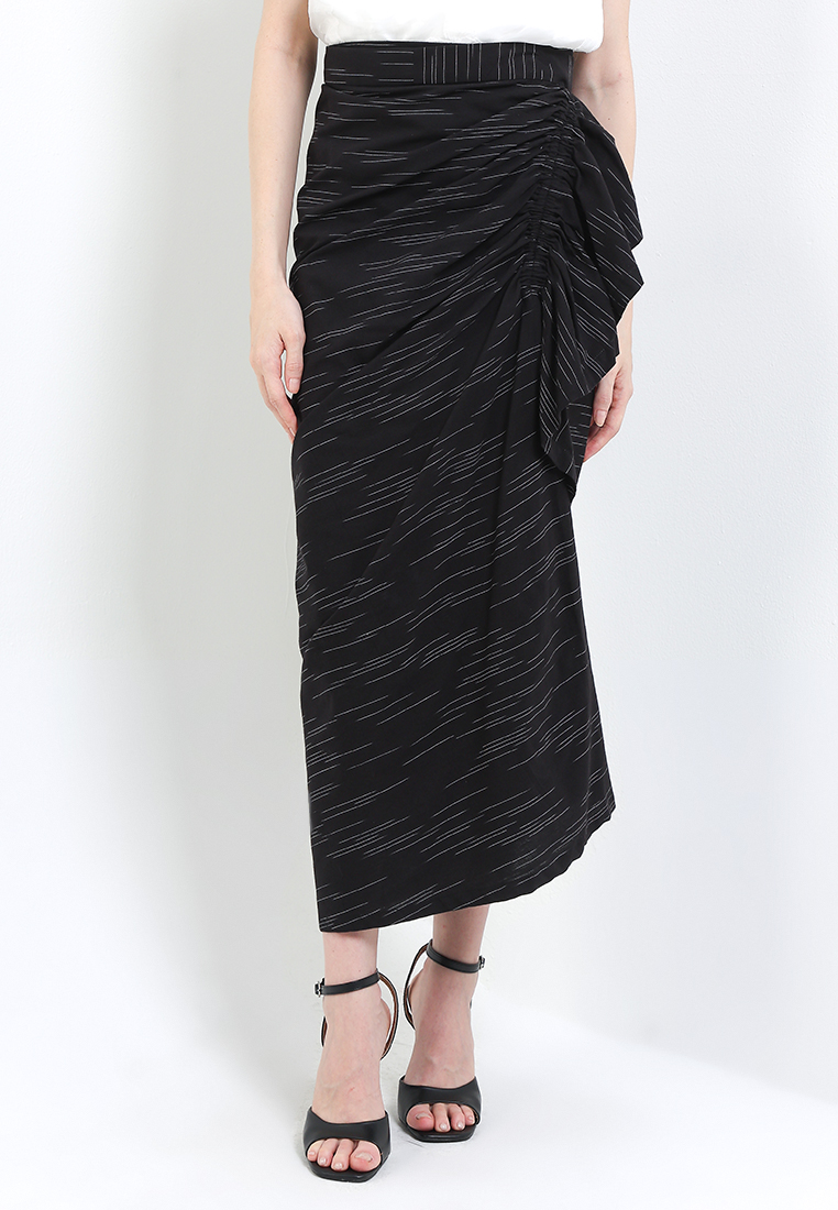 Rianty Batik Rok Basic Bawahan Wanita Katun Lurik Garutan Eksklusive Janatri Skirt Renjana Black