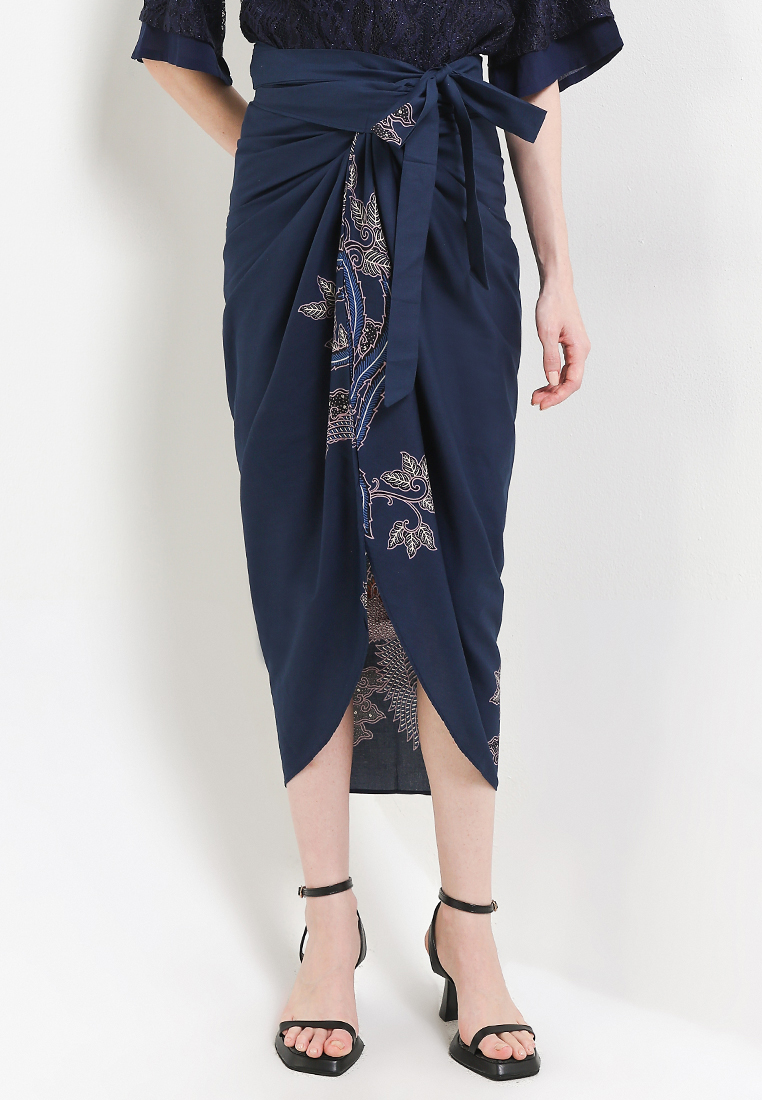 Rianty Batik Rok Lilit Wanita Kondangan Batik Instant Firenze Navy