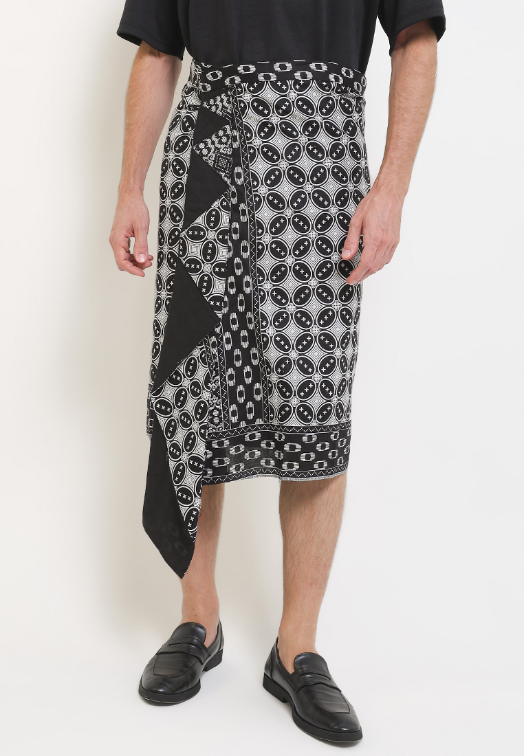 Rianty Batik Rok Kamen Bali Pria Lilit Instan Harsa Black