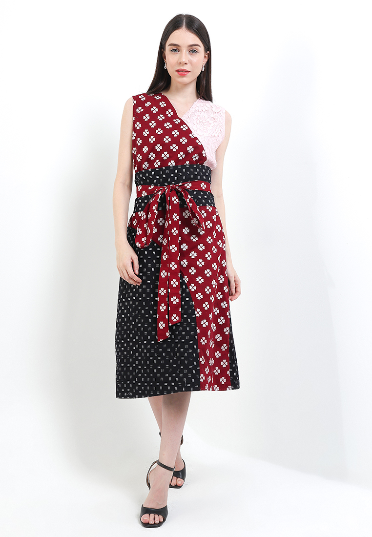 Rianty Batik Dress Atasan Wanita Lurik Garutan Eksklusive Janitra Lining Imlek Cheongsam Luna Tanpa 