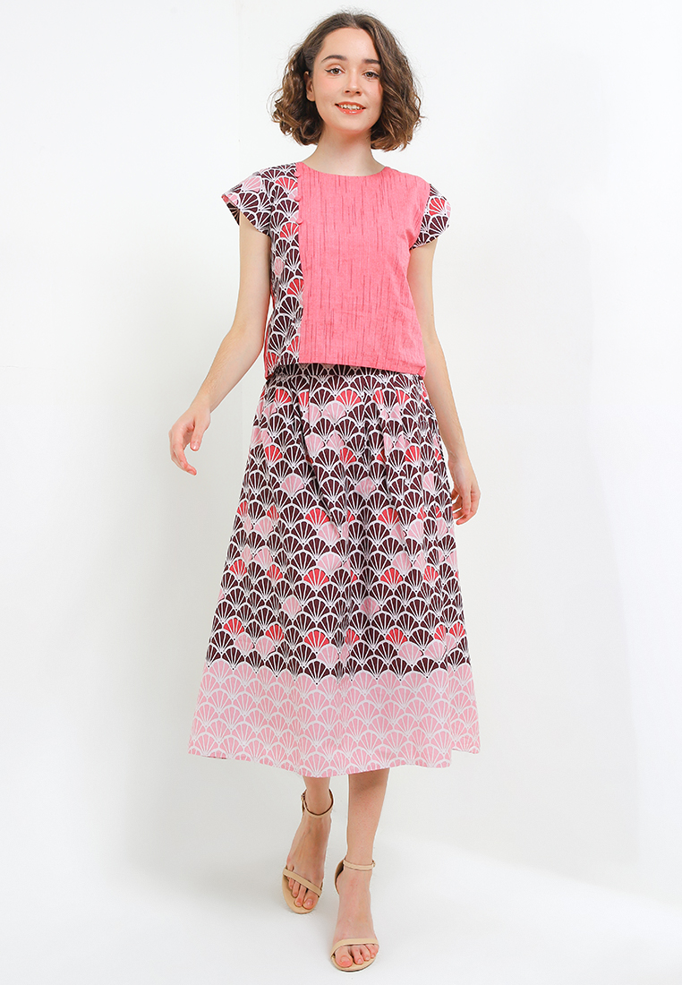 Rianty Batik Setelan Valena Atasan Batik Blouse dan Bawahan Rok Batik