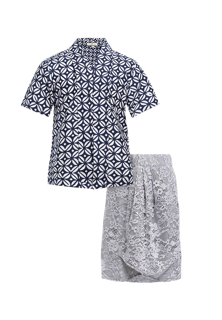 Rianty Kids One Set Baju Anak Perempuan Kebaya Atasan dan Bawahan Rok Kids Rose Blue I