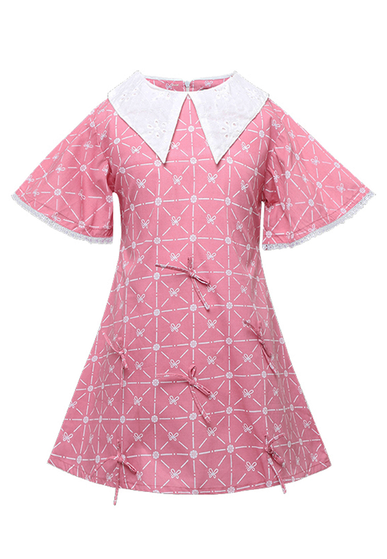 Rianty Kids Baju Anak Perempuan Dress Zinnia Pink Ribbon Mirea Series Spesial Back to School