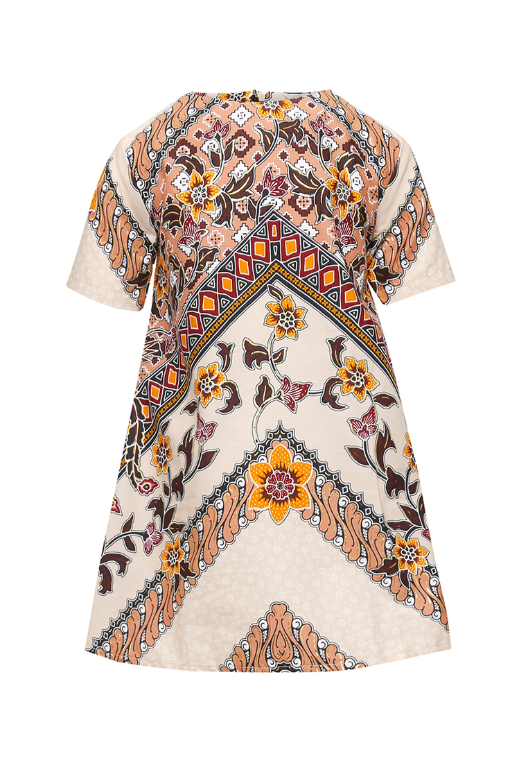 Rianty Kids Dress Baju Pesta Batik Anak Perempuan Jeveline Prada Brown