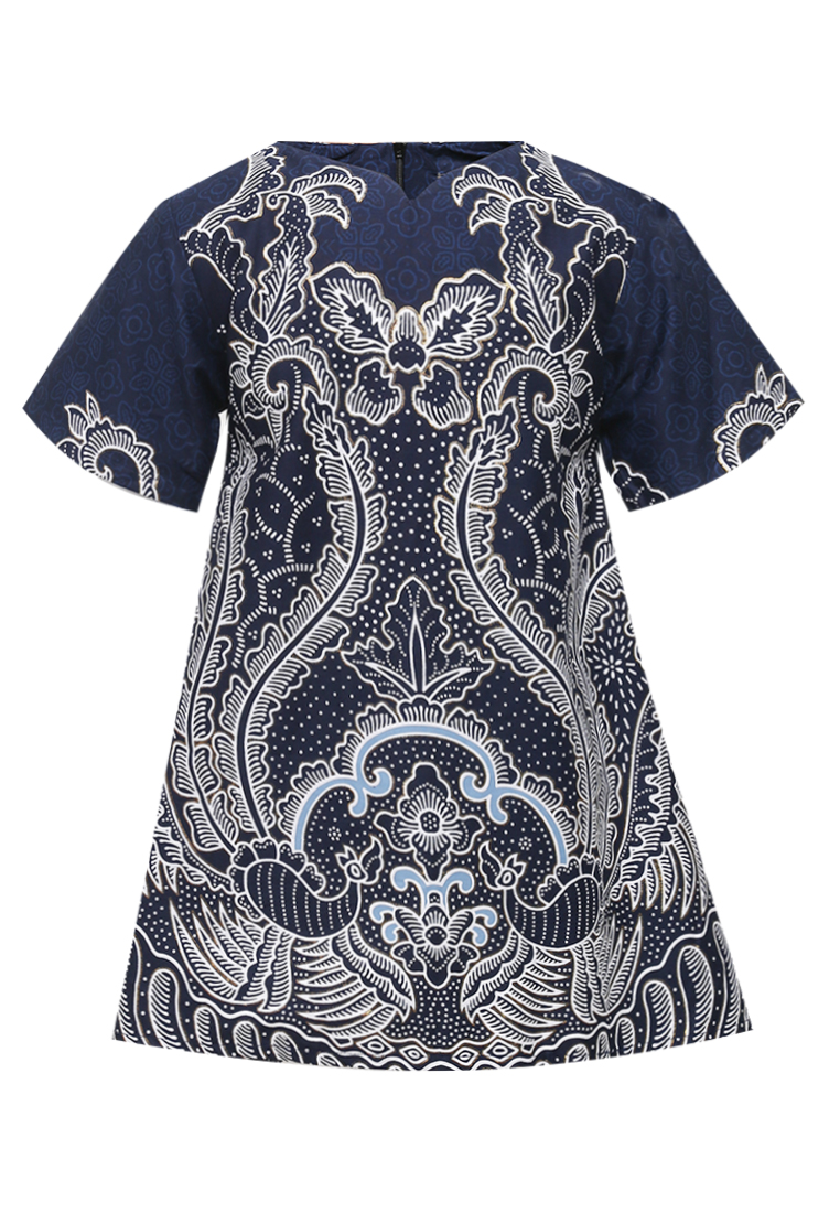 Rianty Kids Dress Anak Perempuan Batik Varenka Prada Navy Lengan Pendek