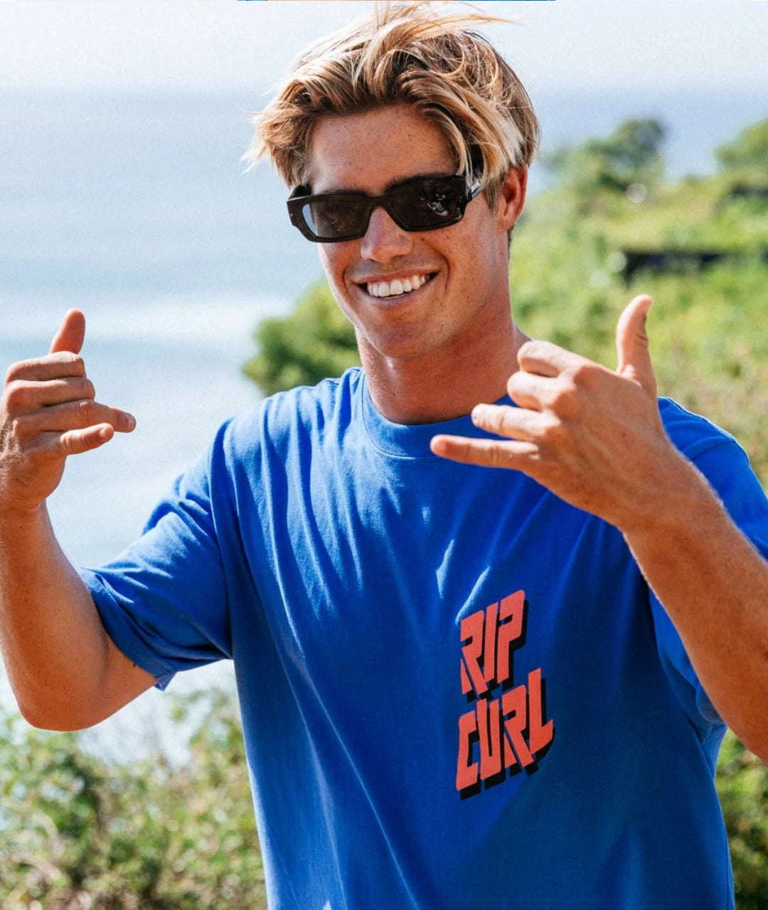 Rip Curl Men Liquid Trips Slant Loose Tee - Royal Blue