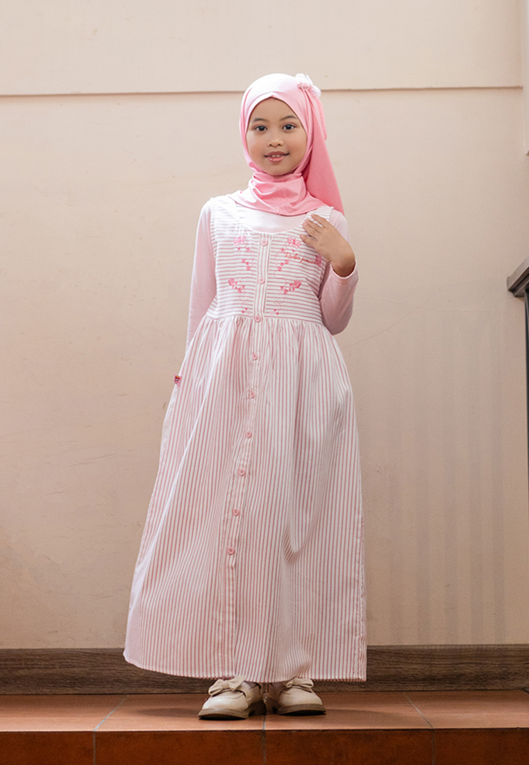 Rodeo Junior Overall maxi dress/ Overall dress panjang anak/ Rodeo Junior Girl Pink Blush