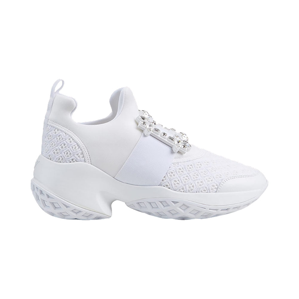 Roger Vivier Viv' Run Strass Buckle Sneakers White