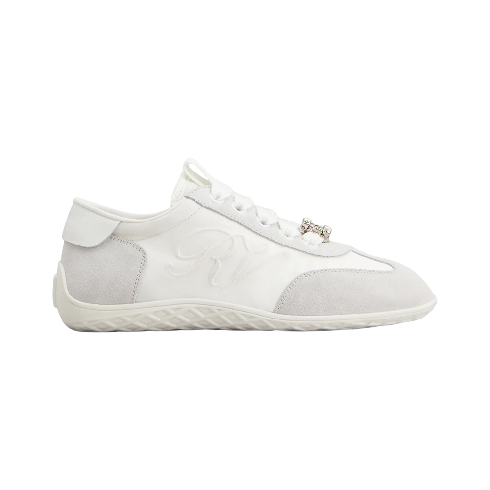 Roger Vivier Viv Low Suede Sneakers White