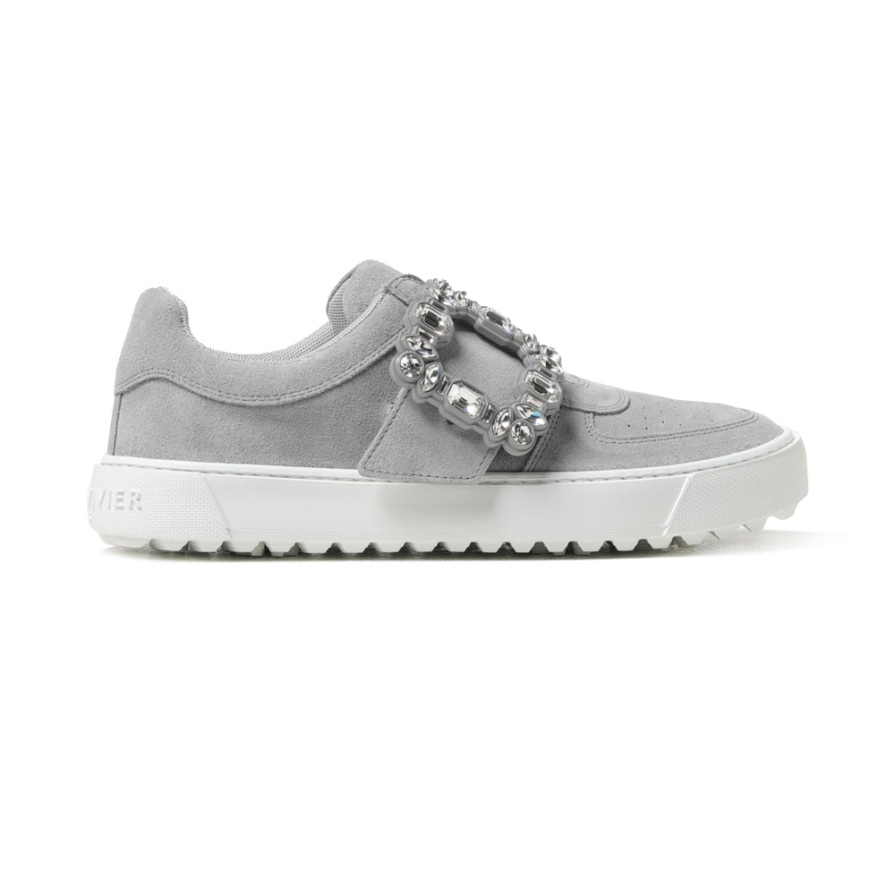 Roger Vivier Very Vivier Strass Suede Sneakers Grey
