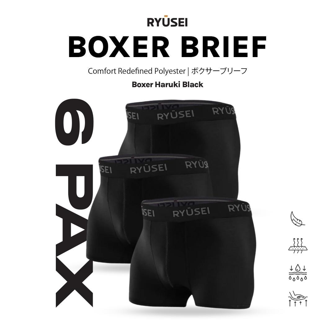Ryusei Celana Dalam Pria Boxer Haruki Black 6pcs