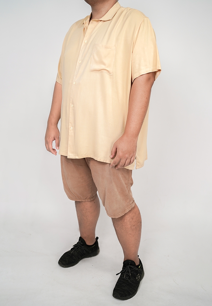 Ryusei Kemeja Pantai Rei Pocket Peach Yellow Plus Size