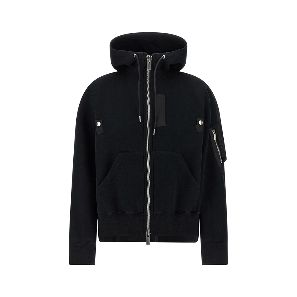 Sacai Sponge x Nylon Twill Hoodie Black