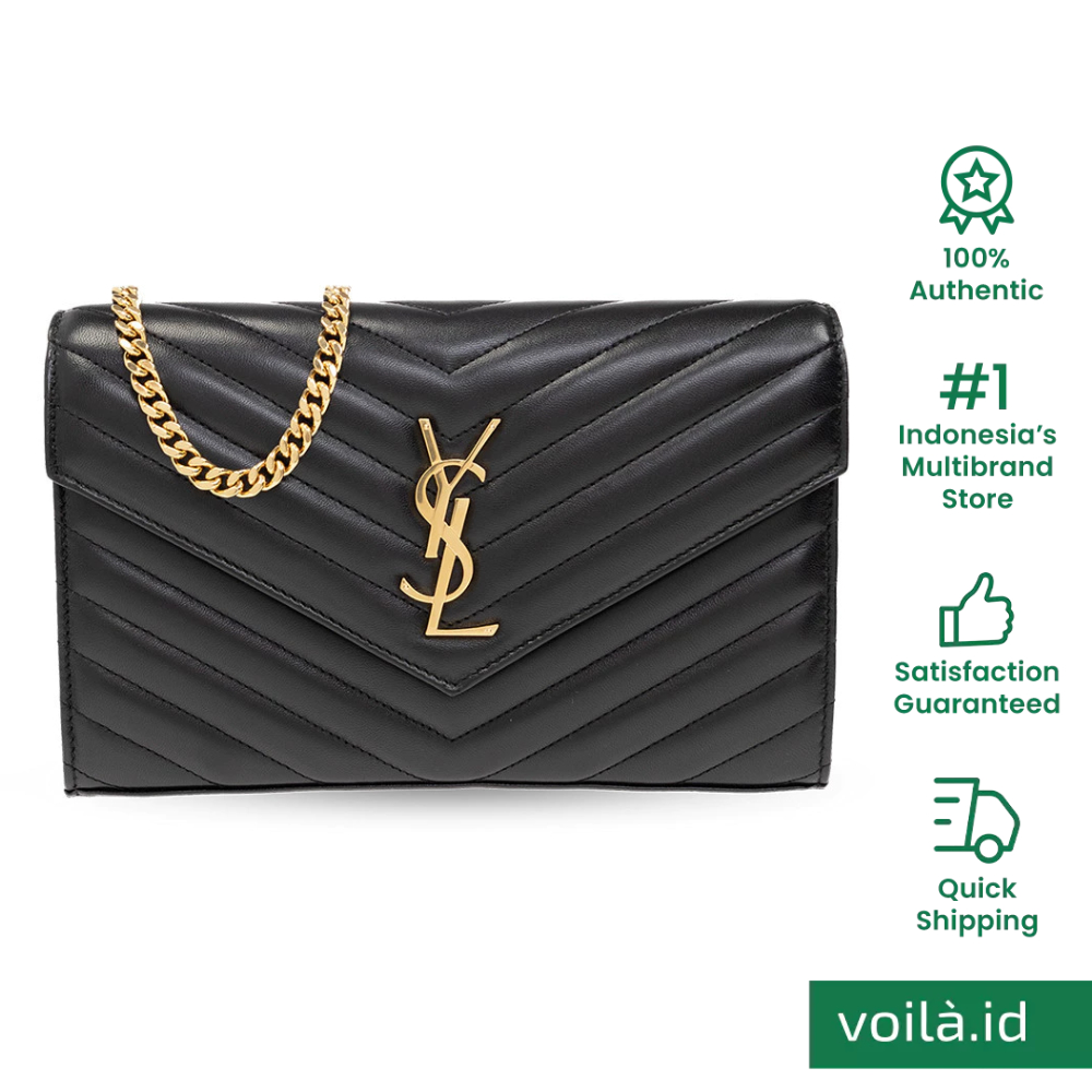 Saint Laurent Woc 22 Cassandre Metalasse Lambskin Black Ghw