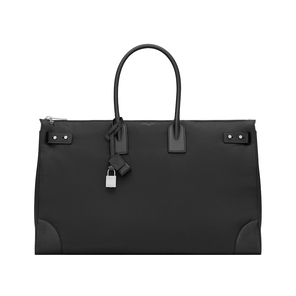 SAINT LAURENT Sac De Jour 48H Nylon and Leather Duffle Bag Black