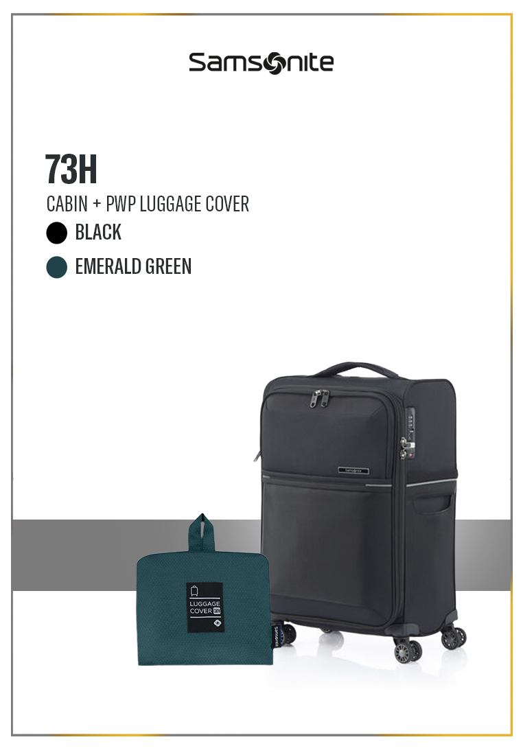 Samsonite Koper 73H Cabin Black + Foldable Luggage Cover Cabin
