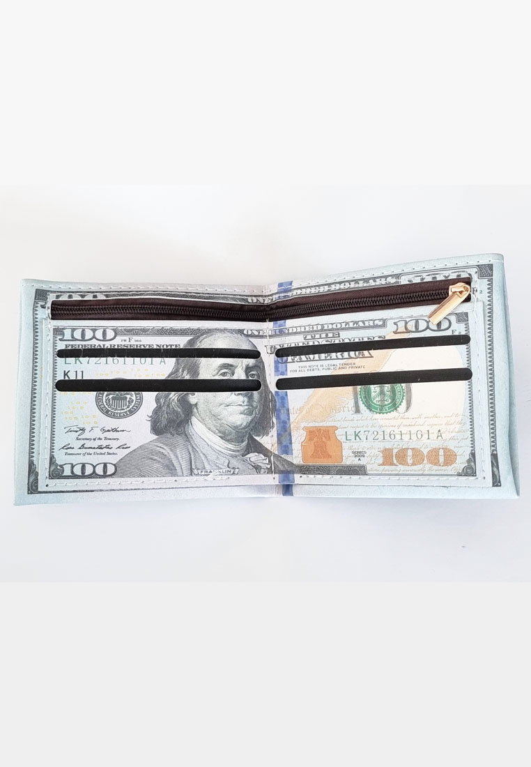 San Marco Dompet Kulit Vegan Wallet Currency USD100 Grey