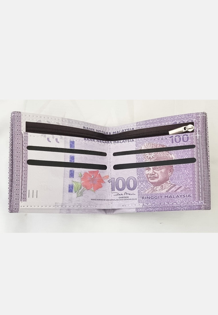 San Marco Dompet Kulit Vegan Wallet Currency Ringgit 100 Purple